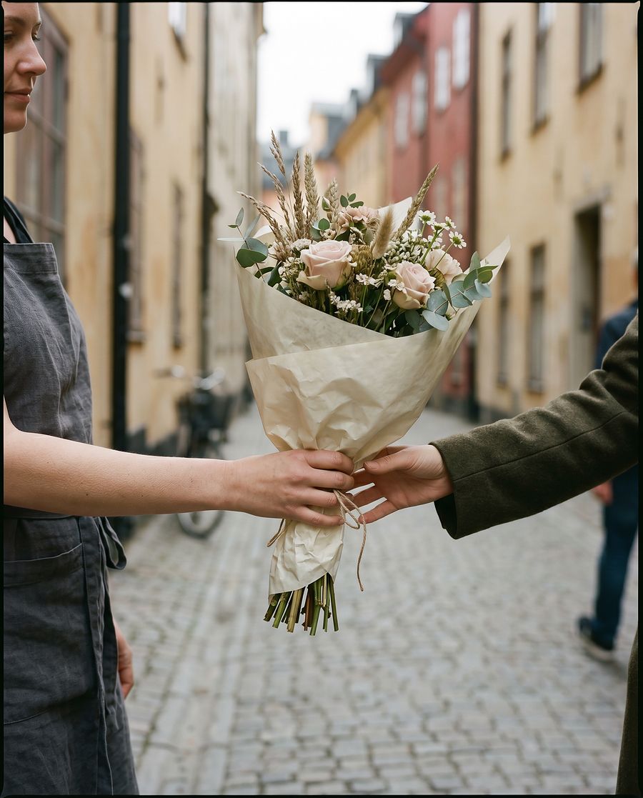 Blomsterbud Stockholm — lokal florist levererar färska buketter i Stockholm