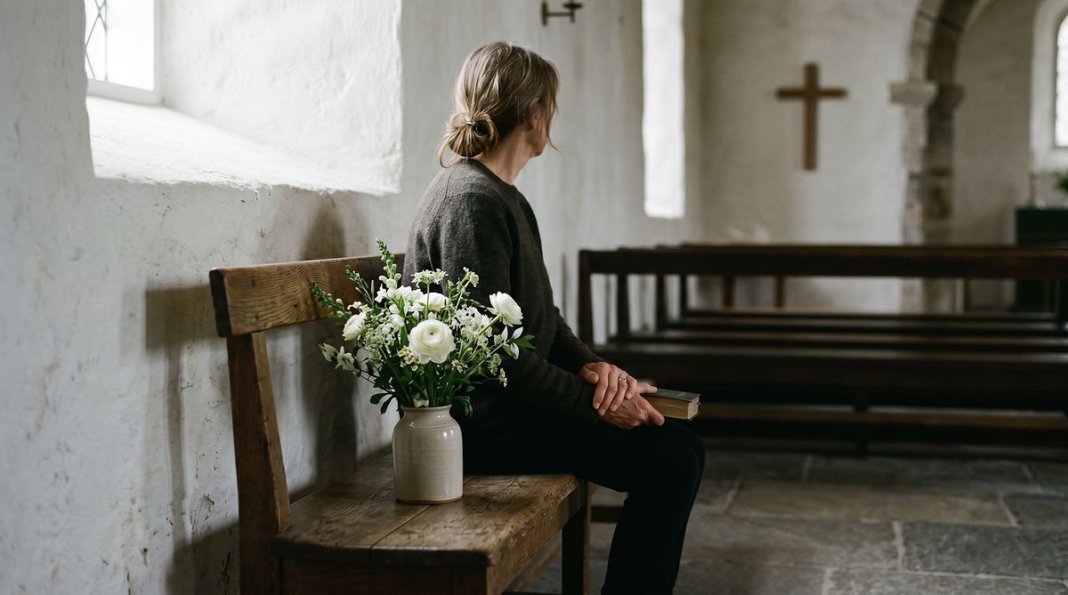 Kistdekoration — blommor i kapell i Stockholm